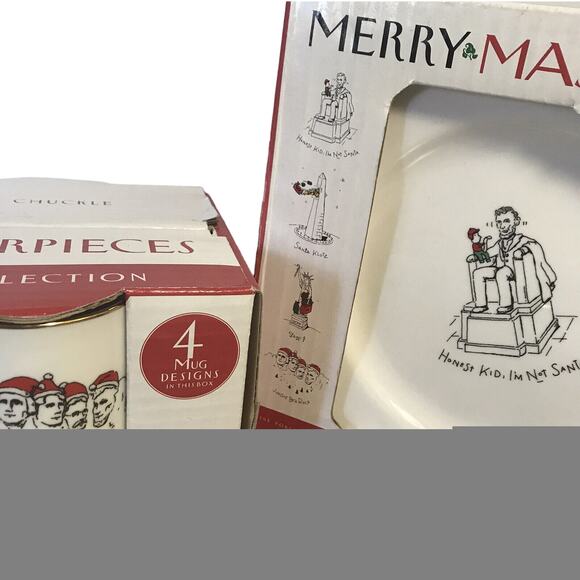 Vintage 1999 Christmas National Monuments 4 Dessert Plate & Mug Cup Set NEW - Picture 4 of 12